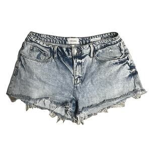 Frame Le Grand Garcon Short Women 29 Light Blue Wash Distressed Festival Boho